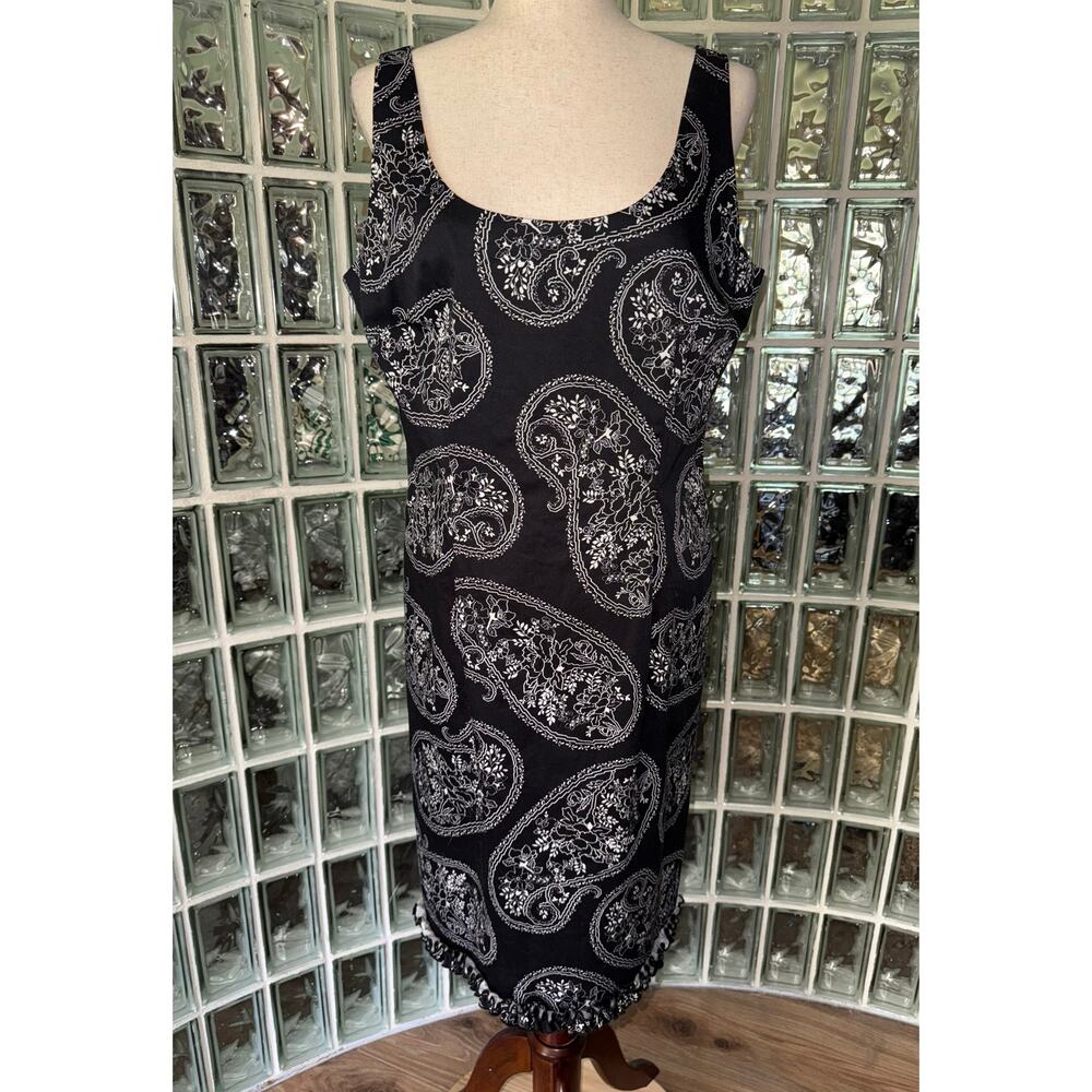 CITRINE Paisley Graphic Black Casual Dress - size 16 - OB